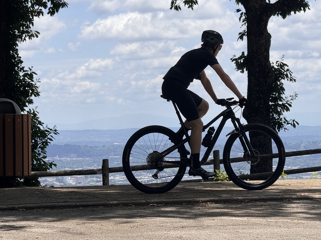 Cyclist at a scenic overlook